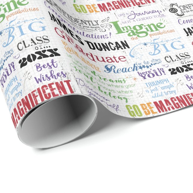 Personalized Graduation Word Art Wrapping Paper (Roll Corner)