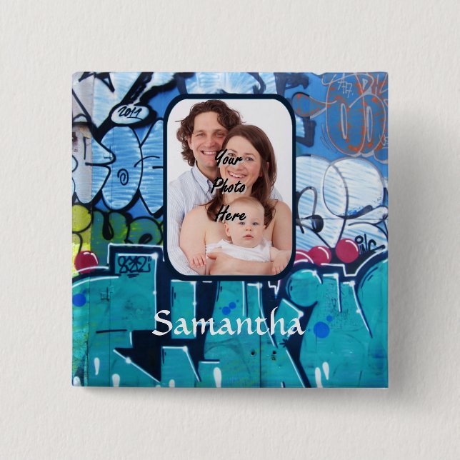 Personalized graffiti 2 inch square button (Front)