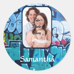 Personalized graffiti classic round sticker