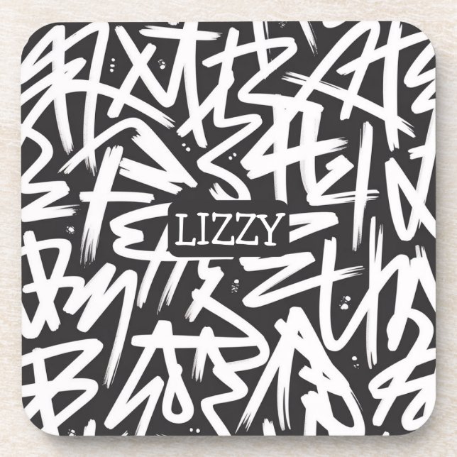 Personalized Graffiti Name Pattern — Custom Urban Coaster (Front)
