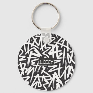 Personalized Graffiti Name Pattern — Custom Urban Keychain