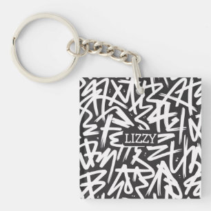 Personalized Graffiti Name Pattern — Custom Urban Keychain