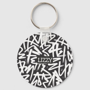 Personalized Graffiti Name Pattern — Custom Urban Keychain