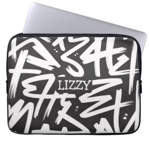 Personalized Graffiti Name Pattern — Custom Urban Laptop Sleeve