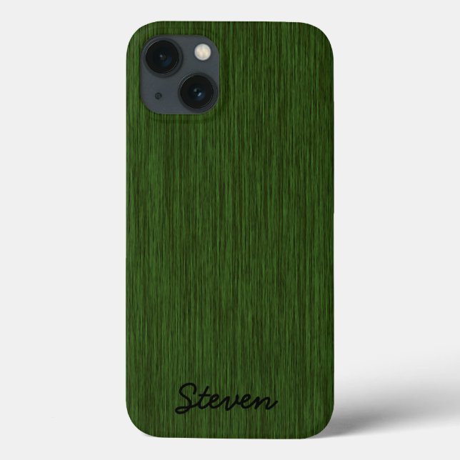 Personalized Grainy Green Wood Case-Mate iPhone Case (Back)