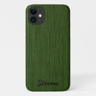 Personalized Grainy Green Wood iPhone 11 Case