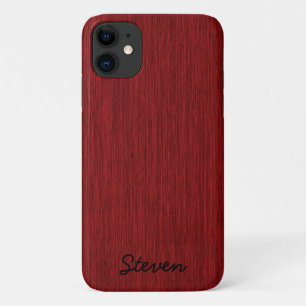 Personalized Grainy Red Wood iPhone 11 Case