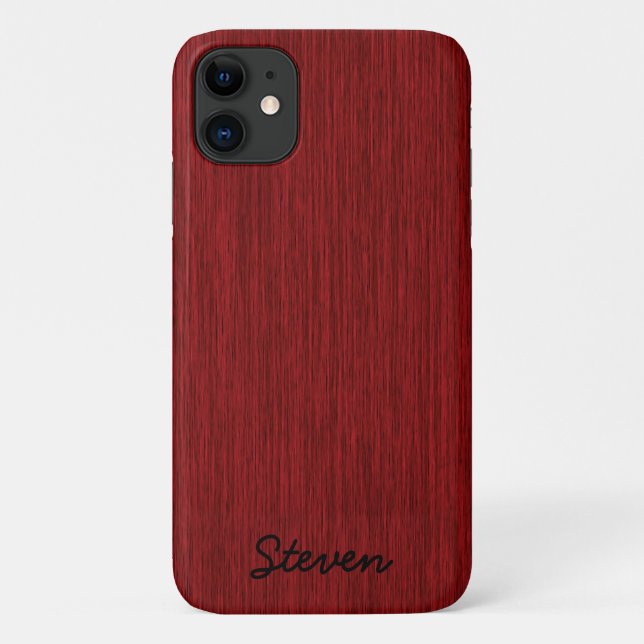Personalized Grainy Red Wood Case-Mate iPhone Case (Back)