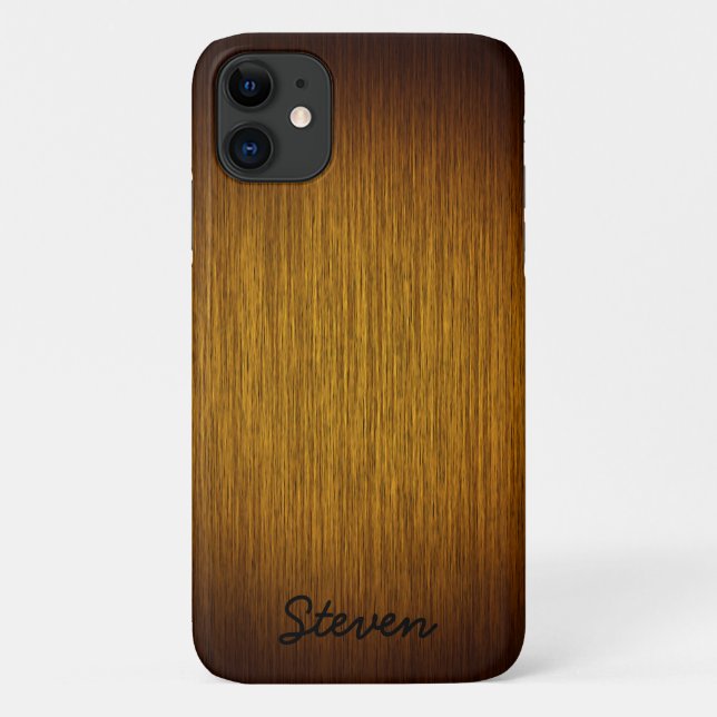 Personalized Grainy Tobacco Sunburst Wood Case-Mate iPhone Case (Back)