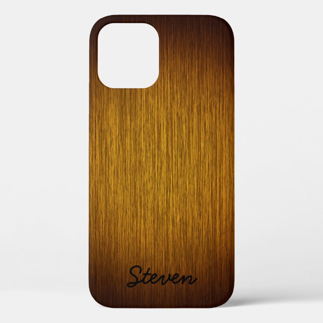Personalized Grainy Tobacco Sunburst Wood Case-Mate iPhone Case (Back)