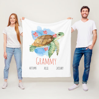 Personalized Grammy Turtle Blanket From Grandkids