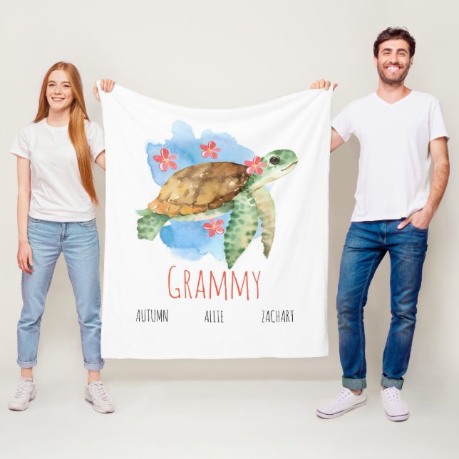 Personalized Grammy Turtle Blanket From Grandkids  (In Situ)