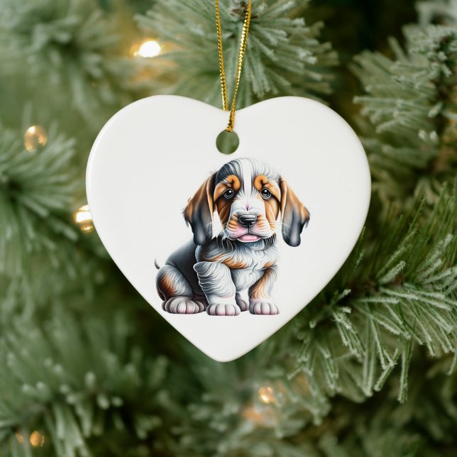 Personalized Grand Basset Griffon Vendéen Puppy Ceramic Ornament (Tree)
