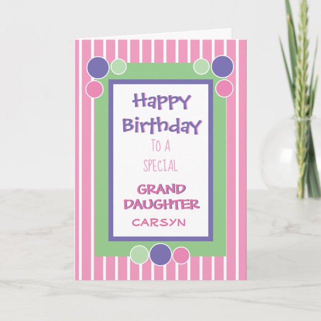 Personalized Grand daughter birthday greeting card (Front)