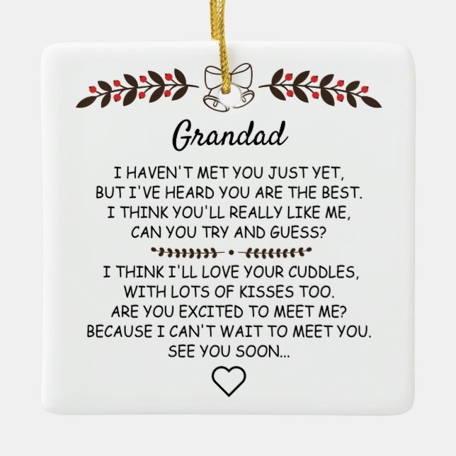 Personalized Grandad To Be from Bump Christmas Ceramic Ornament (Front)