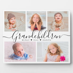 Personalized Grandchildren 5 Photo Collage Plaque
