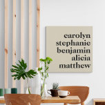 Personalized Grandchildren Names | Cream and Black Faux Canvas Print<br><div class="desc">Modern Typography Personalized Grandchildren Names | Cream and Black Canvas Print</div>