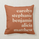 Personalized Grandchildren Names in Rust Throw Pillow<br><div class="desc">Modern Typography Personalized Grandchildren Names | Rust Pillow</div>
