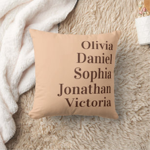 Personalized Grandchildren Names   Peach  Throw Pillow