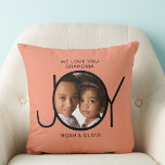 Personalized Grandchildren Names Photo Grandma Throw Pillow<br><div class="desc">This simple and stylish photo throw pillow for your grandmother 
is decorated with the word JOY and says "We Love You Grandma" on a terracotta background.
Easily customizable with your photo and grandchildren's names. 
Makes a perfect keepsake gift for Grandma.</div>