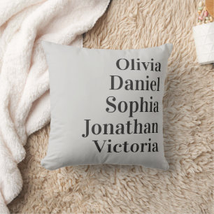 Personalized Grandchildren Names Soft Gray Throw Pillow