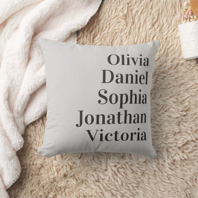 Personalized Grandchildren Names | Soft Gray  Throw Pillow (Blanket)