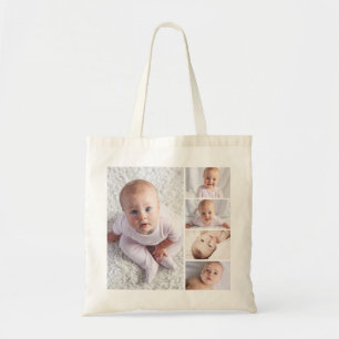 Personalized Grandchildren's 5 Photo Collage Tote Bag