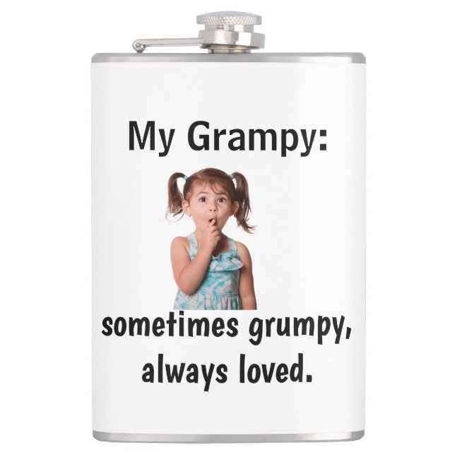 Personalized Granddaughter Grandpa Photo  Hip Flask (Front)