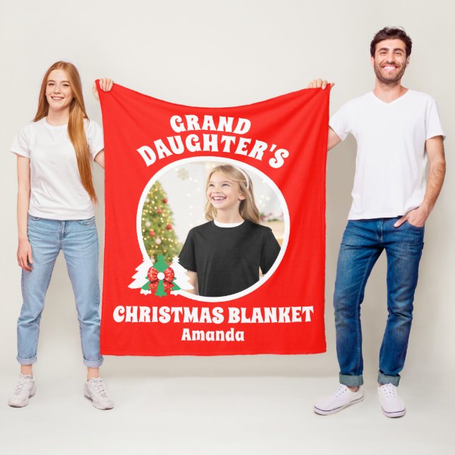 Personalized Granddaughter's Photo Christmas Fleece Blanket (In Situ)