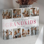 Personalized Grandkids Photo Block<br><div class="desc">Create your own grandchildren photo block using this template thats features 8 family pictures, the saying 'they make life grand', the word 'grandkids' in a cute pink gradient font, and their names.</div>