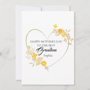 Personalized Grandm Name Mother’s Day Floral Heart Card