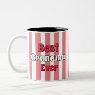Personalized grandma black &white stripes Two-Tone coffee mug