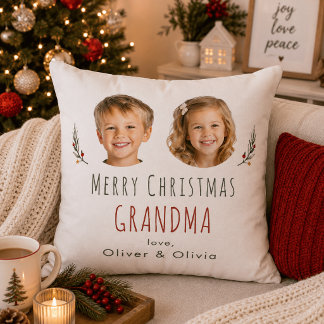 Personalized Grandma Christmas Gift 2 Photo Pillow