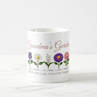 Personalized Grandma Crochet Style Birth Flower Coffee Mug