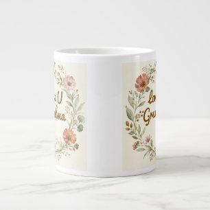 Personalized Grandma Custom Floral Wreath Gift Large Coffee Mug