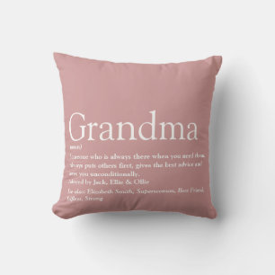 Personalized Grandma Definition Dusty Rose Pink Throw Pillow