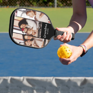 Personalized Grandma Established 3-Photo Collage Pickleball Paddle