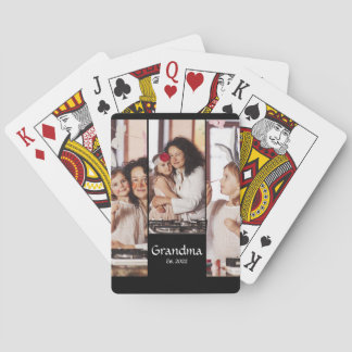 Personalized Grandma Established 3-Photo Collage Playing Cards