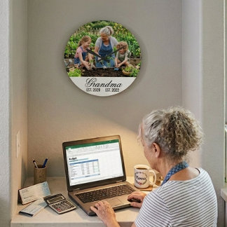 Personalized Grandma Established Photo Keepsake Large Clock