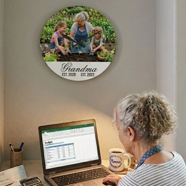 Personalized Grandma Established Photo Keepsake Large Clock (Personalized Grandma Established Photo Keepsake Large Clock)