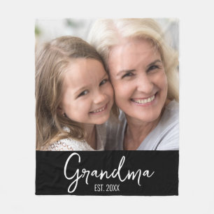 Personalized Grandma Established Year Photo Fleece Blanket