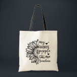 Personalized Grandma Favourite People Sunflower Tote Bag<br><div class="desc">A unique personalized gift for grandmothers that you will be proud to give as a gift. The tote bag has a pretty sunflower design surrounded by the quote: My favourite people call me grandma. The name grandma can be customized in various ways: Abuela, Nana, Nonna, Granny, Oma, Obaasan and many...</div>