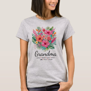 Personalized Grandma Floral Grandma Names Gift T-Shirt