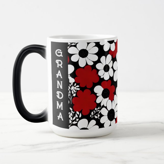 Personalized Grandma Floral Pattern  Magic Mug (Left)