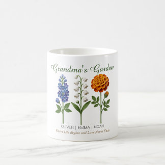 Personalized Grandma Gift Crochet Birth Flowers Coffee Mug