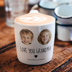 Personalized Grandma Gift Custom Grandchild Face Espresso Cup