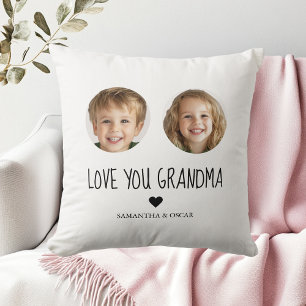 Personalized Grandma Gift   Custom Grandchild Face Throw Pillow