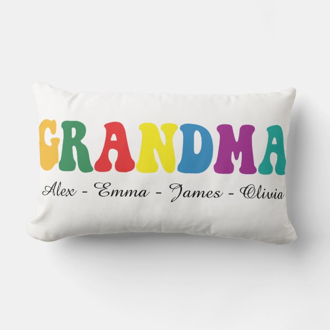 Personalized Grandma Gift with Grandkids’ Names Lumbar Pillow (Front)
