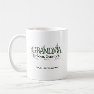 Personalized Grandma Golden Generous Grand Quote Coffee Mug