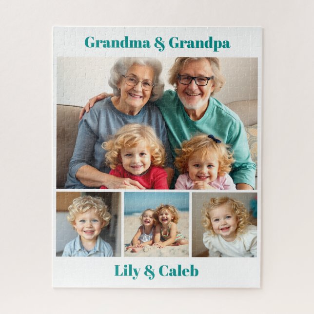 Personalized Grandma, Grandpa and Grandkids Photo Jigsaw Puzzle (Vertical)